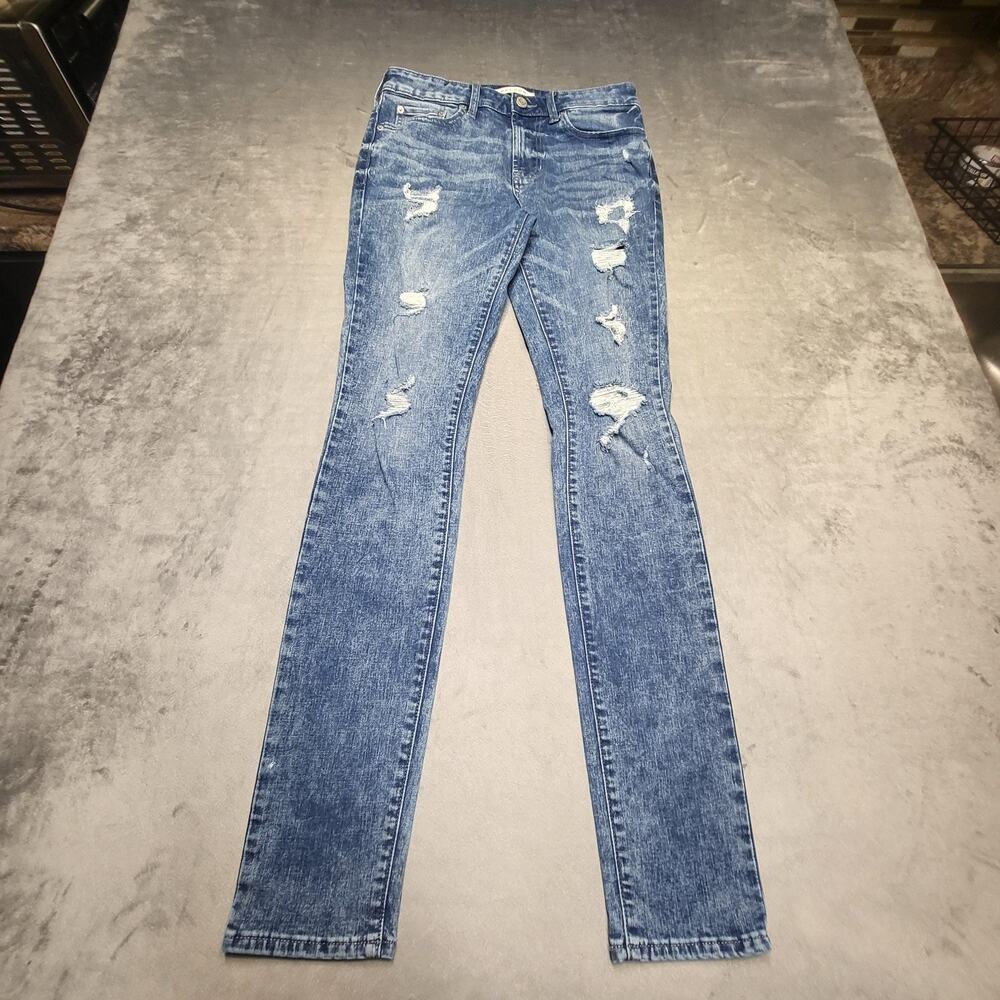 PacSun Jeans Mens 30x32 Blue Stacked Skinny Extra-Slim Distressed Medium Wash